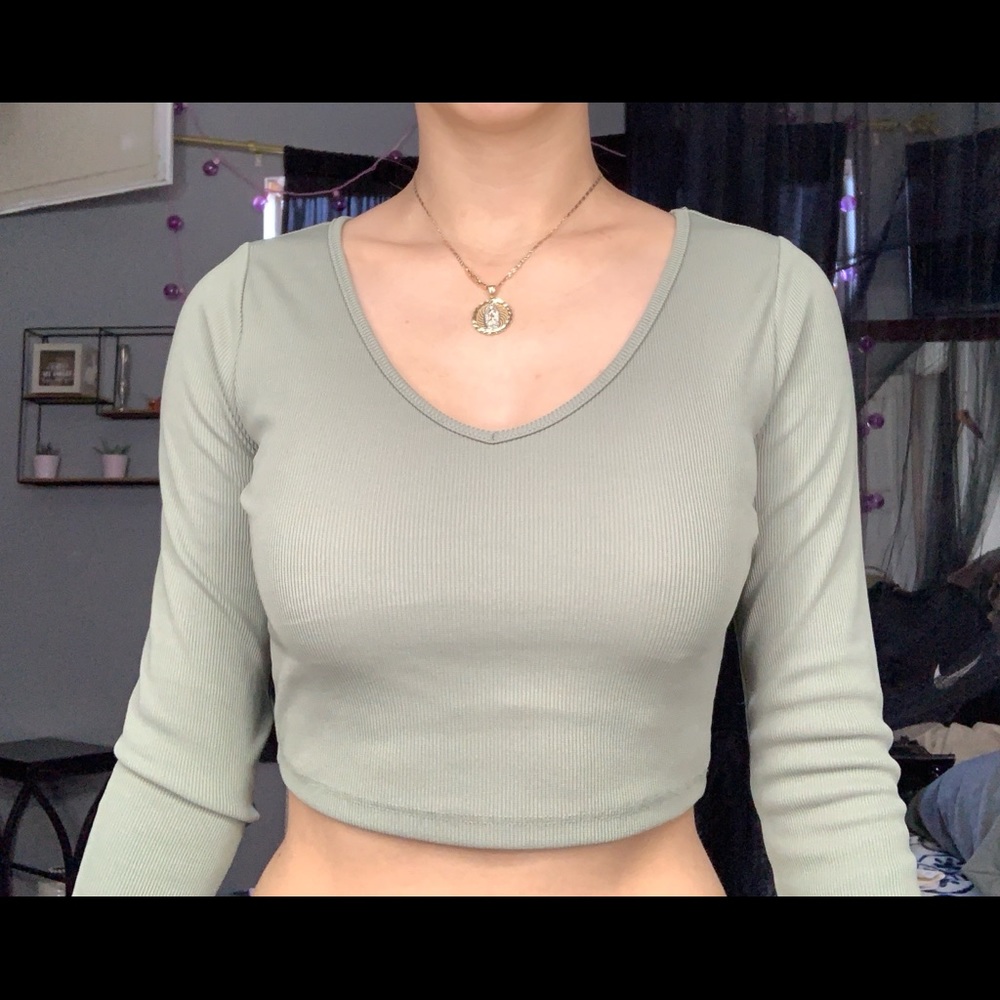 Light olive crop top